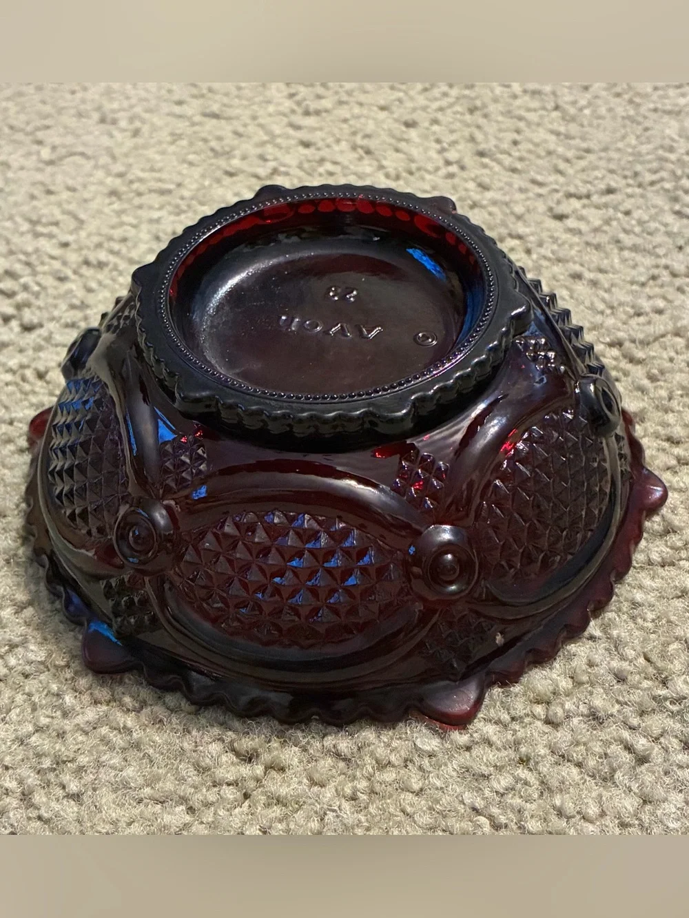 Vintage Avon 1876 Cape Cod Collection dessert bowl dark Red glass 5” Collection